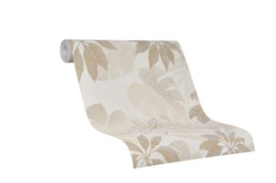 Papier peint vinyle intissé feuillage beige L.1001 x l.53cm
