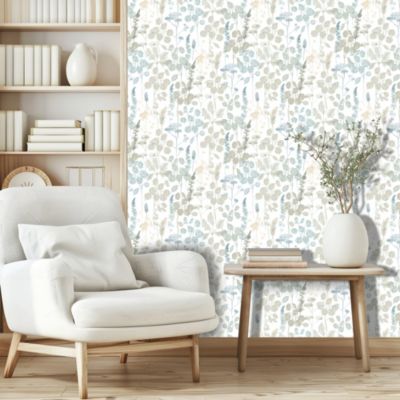 Papier peint vinyle intissé feuillage, fleurs sauvages bleu L. 1005 x l. 53cm Ugepa Penny