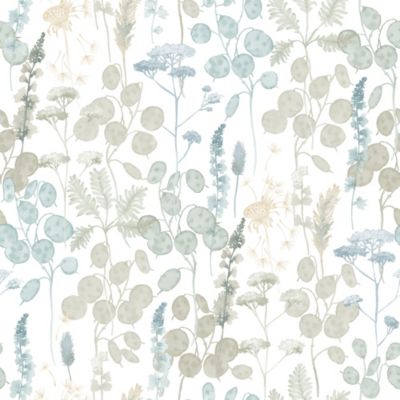 Papier peint vinyle intissé feuillage, fleurs sauvages bleu L. 1005 x l. 53cm Ugepa Penny