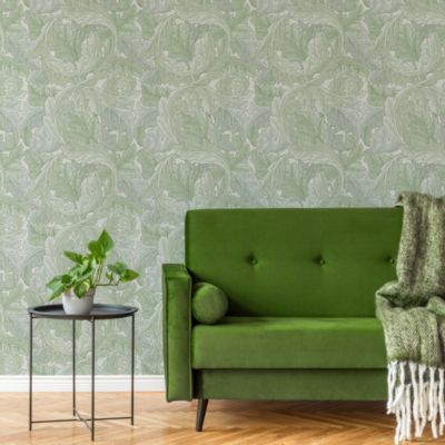 Papier peint vinyle intissé feuillage vert L.1000 x l.52 cm William Morris Acanthus