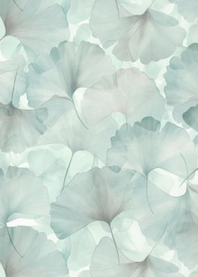 Papier peint vinyle intissé feuilles de ginko bleu L.1005 x l.53cm, Erismann Ginko dream