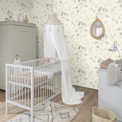 Papier peint vinyle intissé feuilles transparentes beige L. 1005 x l. 53 cm Rasch