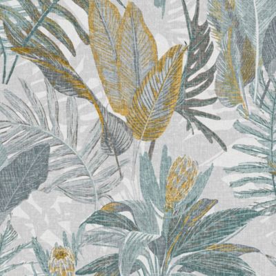 Papier peint vinyle intissé Fidji feuillage bleu pétrole L.1005 x l.53cm Lutèce