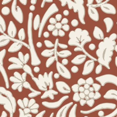 Papier peint vinyle intissé Flaumig GoodHome motif floral terracotta L. 10,05m x l. 0,53m