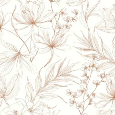 Papier peint vinyle intissé fleur de cerisier cuivre, rouille L.1005 x l.53 cm Lutèce