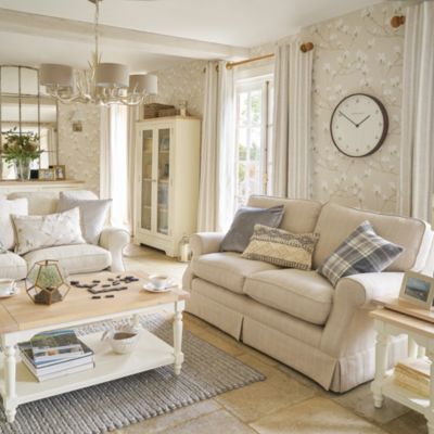Papier peint vinyle intissé fleuri beige L.1000 x l.52 cm Laura Ashley Magnolia grove