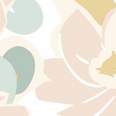 Papier peint vinyle intissé fleuri beige, rose, jaune L.1005 x l.53cm Lutèce Tropimass