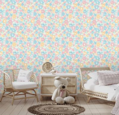 Papier peint vinyle intissé fleuri Bella fleurs multicouleurs pastel L.1005 x l.53cm Ugèpa