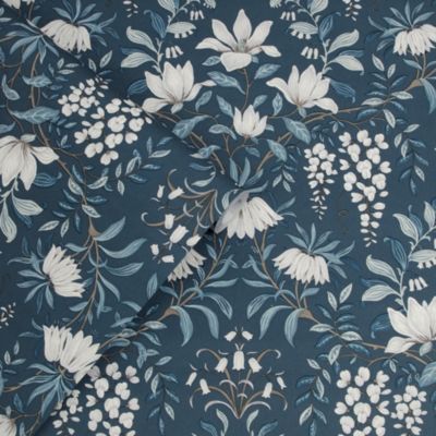 Papier peint vinyle intissé fleuri bleu L.1000 x l.52 cm Laura Ashley Parterre