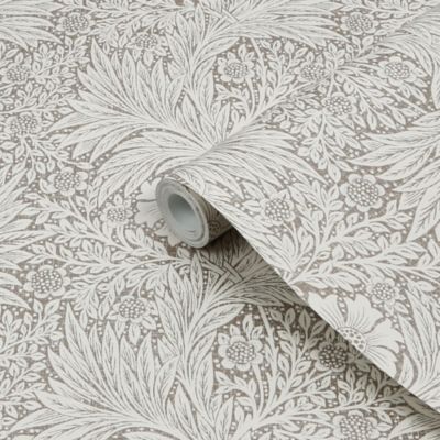 Papier peint vinyle intissé fleuri effet métallique beige crème L.1000 x l.52 cm William Morris Marigold