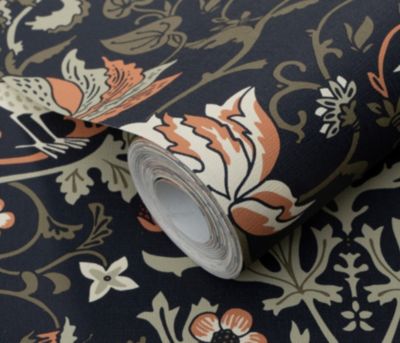 Papier peint vinyle intissé fleuri Jardin Enchanté bleu L.1005 x l.53 cm Erismann