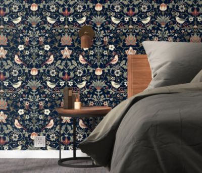Papier peint vinyle intissé fleuri jardin enchanté bleu L.1005 x l.53 cm Erismann