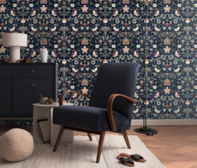 Papier peint vinyle intissé fleuri jardin enchanté bleu L.1005 x l.53 cm Erismann