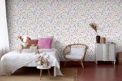 Papier peint vinyle intissé fleurs romantiques multicouleurs L. 1005 x l. 53cm Ugepa