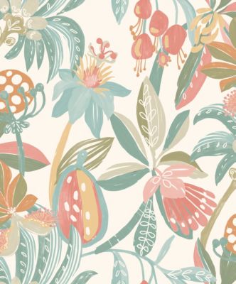 Papier peint vinyle intissé fleurs tropicales vert L. 1005 x l. 53 cm Ugepa Tropical Flowers