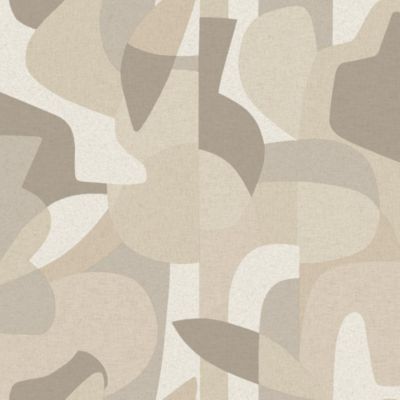 Papier peint vinyle intissé géométrique Abaca origine gris et beige L.1005 x l.53cm Lutèce