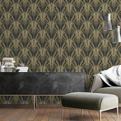 Papier peint Vinyle Intissé GoodHome Calced noir II