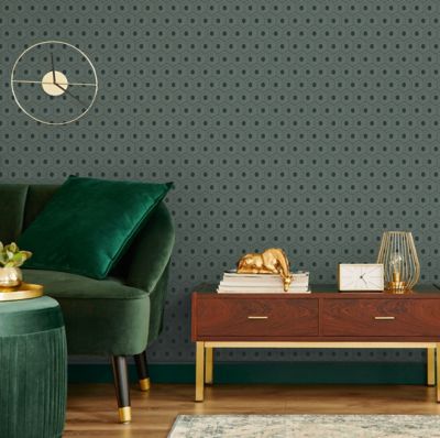 Papier peint Vinyle Intissé GoodHome Draba vert et noir