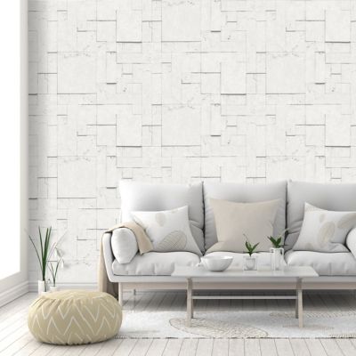 Papier peint Vinyle Intissé GoodHome Emer blanc