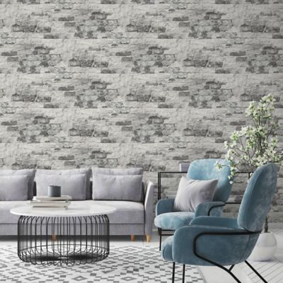 Papier peint Vinyle Intissé GoodHome Epid gris et blanc