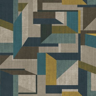 Papier peint Vinyle Intissé GoodHome Galene Sarcelle et ocre