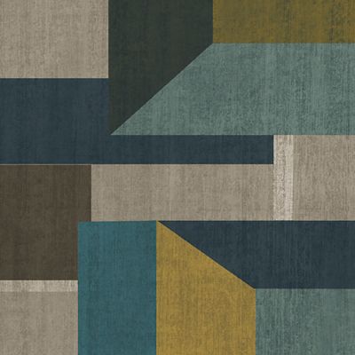 Papier peint Vinyle Intissé GoodHome Galene Sarcelle et ocre