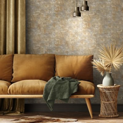 Papier peint Vinyle Intissé GoodHome Giana gris clair et ocre