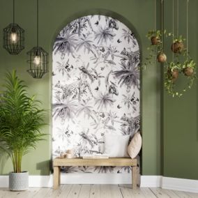Papier peint Vinyle Intissé GoodHome Howlit noir et blanc
