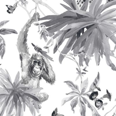 Papier peint Vinyle Intissé GoodHome Howlit noir et blanc