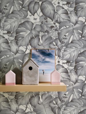 Papier peint vinyle intissé GoodHome noir et blanc