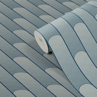 Papier peint Vinyle intissé GoodHome Pawnee bleu canard l.53 x H.1005 cm
