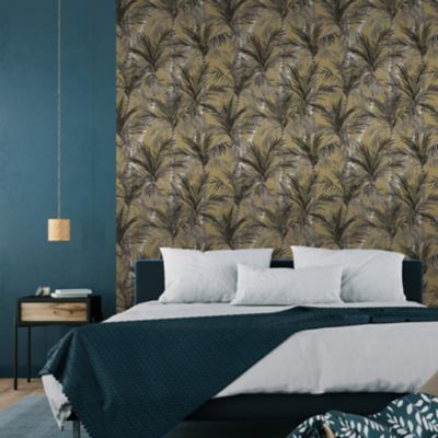 Papier peint Vinyle Intissé GoodHome Septa or et tabac