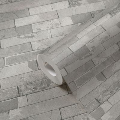 Papier peint Vinyle Intissé GoodHome Smara gris clair