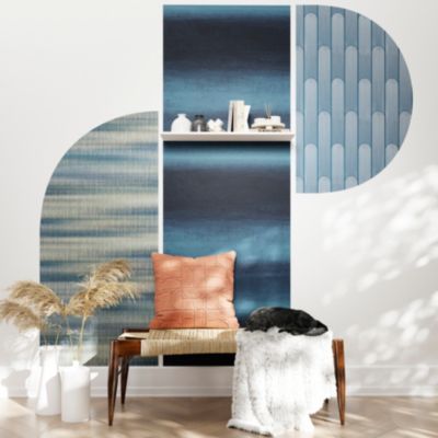 Papier peint Vinyle intissé GoodHome Soboba bleu l.53 x H.1000 cm