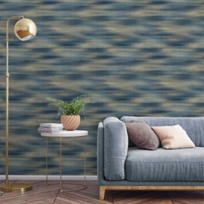 Papier peint Vinyle intissé GoodHome Soboba bleu l.53 x H.1000 cm