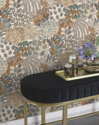 Papier peint vinyle intissé grainé fleuri gris L.1005 x l.53cm, Rasch Dream garden