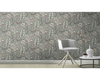 Papier peint vinyle intissé grainé fleuri Jade L.1005 x l.53cm Rasch