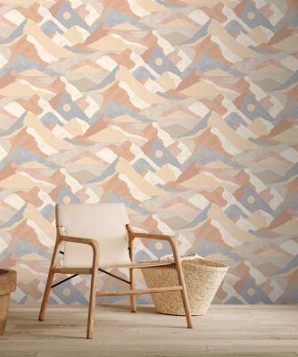 Papier peint vinyle intissé Hills GoodHome rose et bleu L.10m x l.53cm