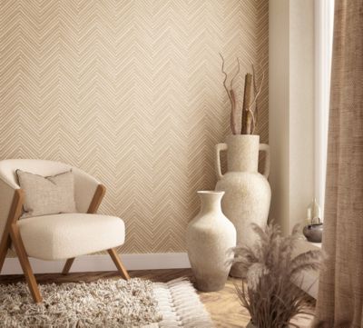 Papier peint vinyle intissé imitation chevron en bois L.1001 x l.53 cm