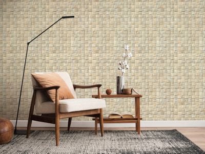 Papier peint vinyle intissé imitation tressage beige L.1001 x l.53cm