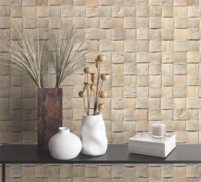 Papier peint vinyle intissé imitation tressage beige L.1001 x l.53cm