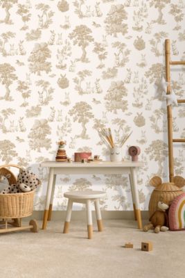 Papier peint vinyle intissé lapins fond beige L. 1005 x l. 53 cm Ugepa
