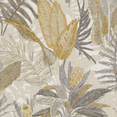 Papier peint vinyle intissé Protea feuillage jaune ocre, gris L.1005 x l.53cm Lutèce