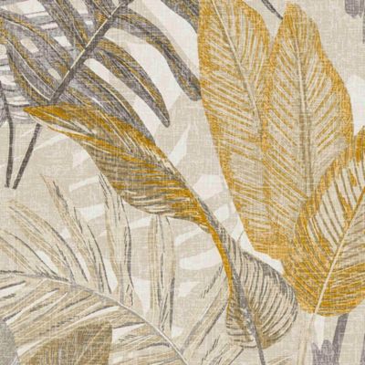 Papier peint vinyle intissé Protea feuillage jaune ocre, gris L.1005 x l.53cm Lutèce