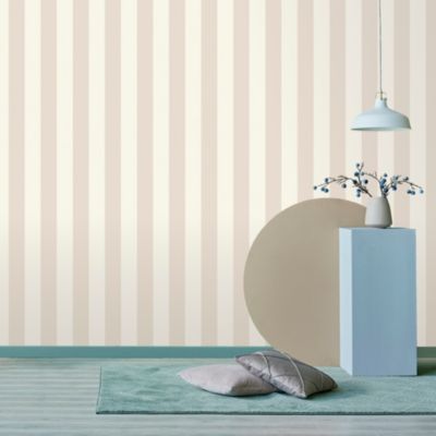 Papier peint vinyle intissé rayures beige L.1005 x l.53 cm Lutèce