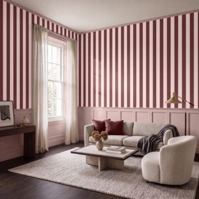 Papier peint vinyle intissé rayures larges bordeaux L. 1001 x l. 53 cm GoodHome
