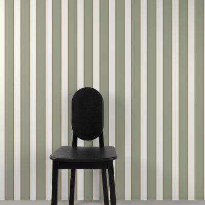 Papier peint vinyle intissé rayures vert et blanc L.1005 x l. 53 cm Grandeco