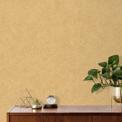 Papier peint vinyle intissé Reality Iv Lutece mat et satiné ecorce, faux uni jaune, ocre l.1005 x l.53 cm