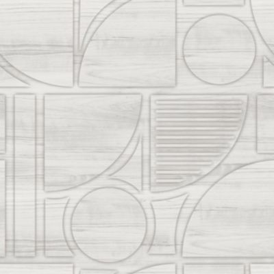 Papier peint vinyle intissé Reality Iv Lutece mat et satiné effet bois, cerclé gris, gris clair l.1005 x l.53 cm