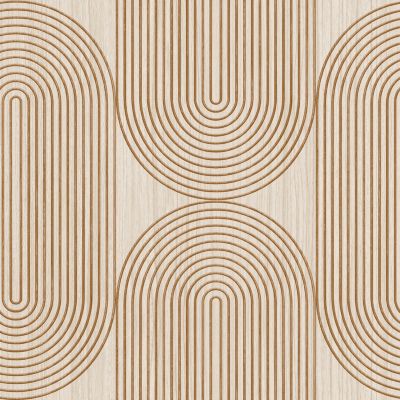 Papier peint vinyle intissé Reality Iv Lutece mat et satiné effet bois, cerclé marron, bois, beige l.1005 x l.53 cm